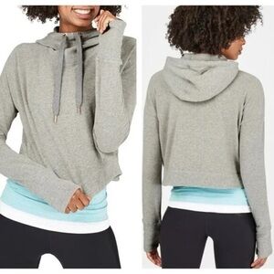 Sweaty Betty Escape Luxe Cropped Hoodie Long Sleeves Gray Size Small Italy